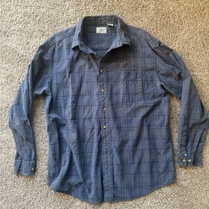 L.L. Bean Men's Navy Checkered Button Down Shirt
